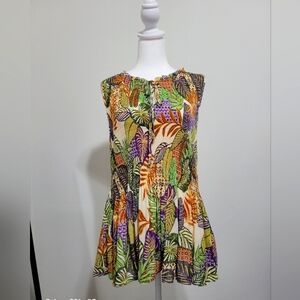 Ninety Clothing Co Colorful Tropical Print Blouse
